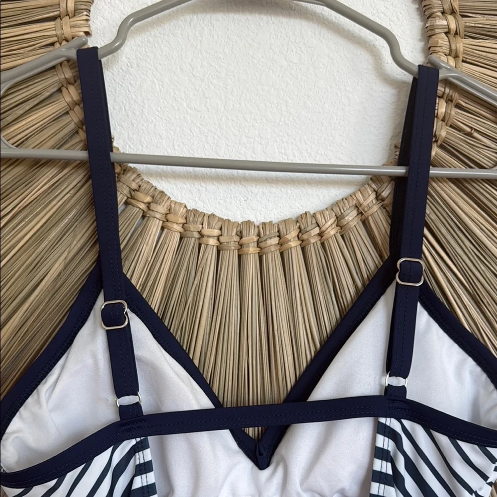 Nautica Black and White Halter One Piece Swimsuit